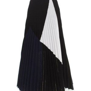 PROENZA SHOULER colorblock white blue black pleated long skirt XS